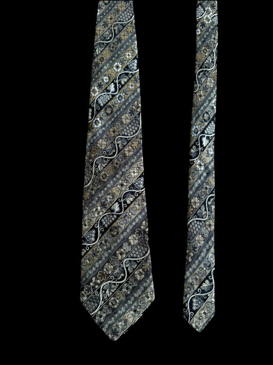 AVANT PREMIERE vintage metallic golden floral silk tie.