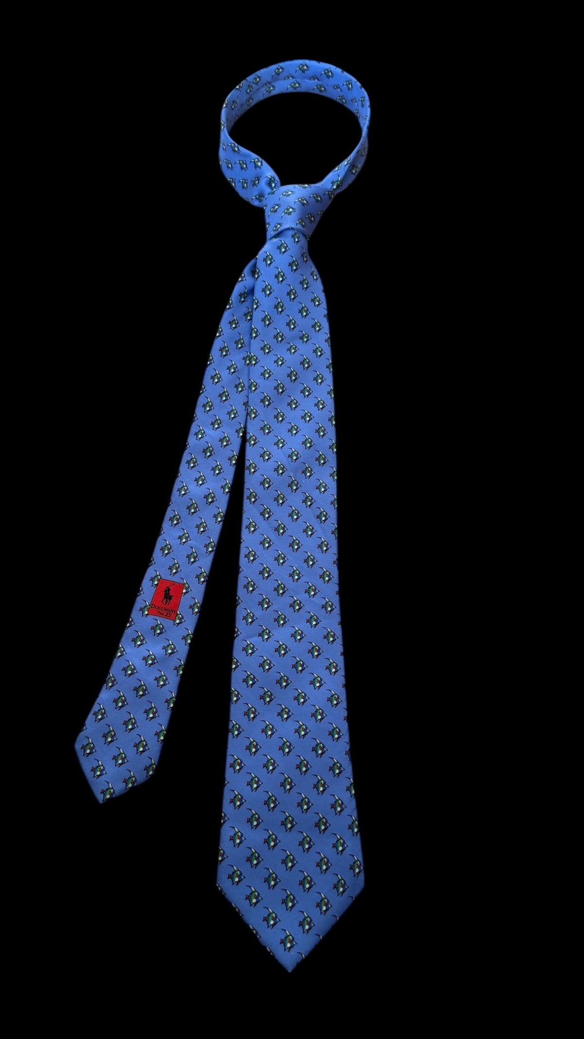 POLO (RL) bright blue fishes silk tie