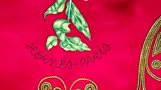 HERMES Vintage Magenta Floral Silk Scarf (ARABESQUES designed by Henri d’Origny)