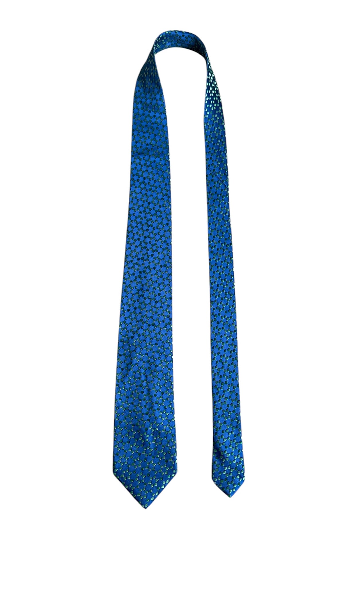 CHARVET Vintage Electric Blue Printed Silk Tie.