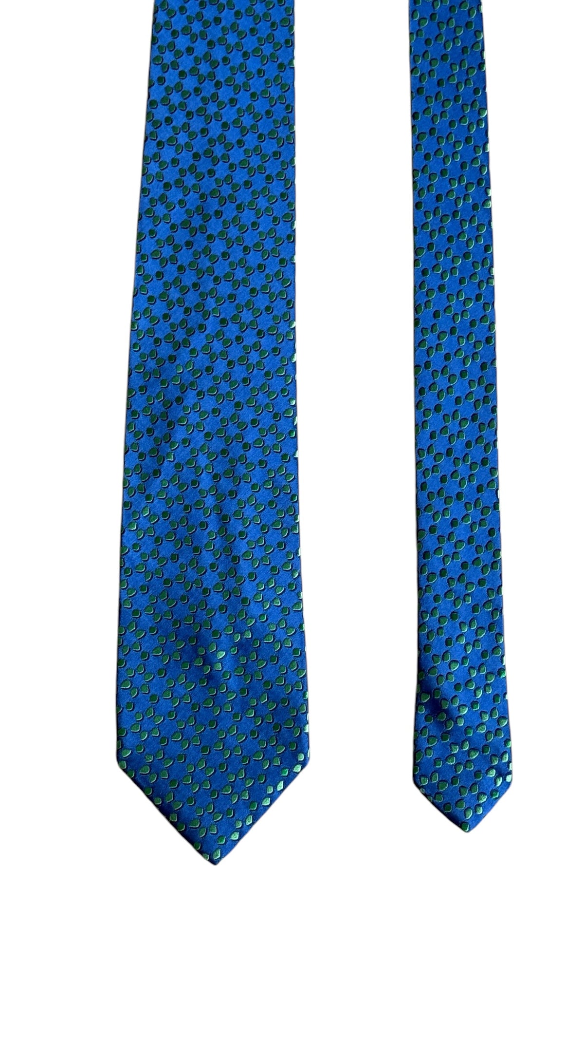 CHARVET Vintage Electric Blue Printed Silk Tie.