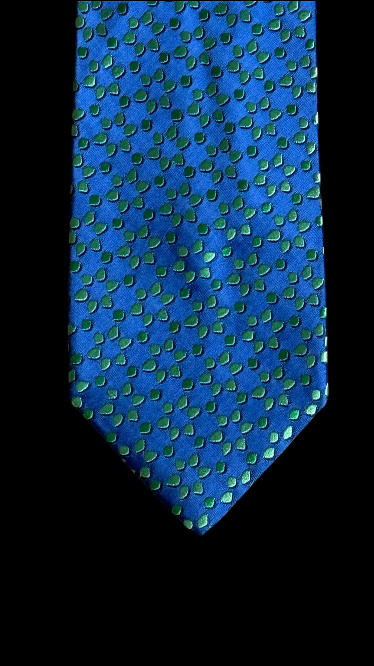 CHARVET Vintage Electric Blue Printed Silk Tie.