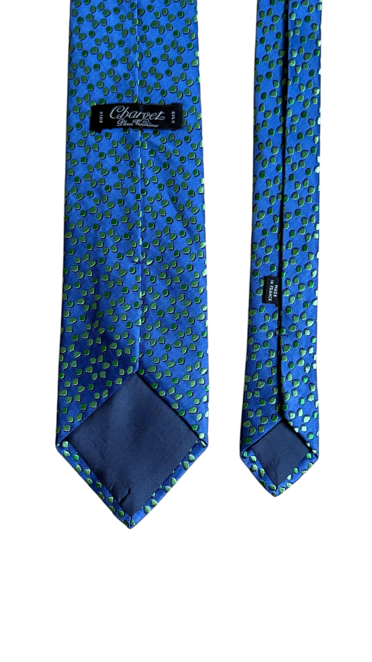 CHARVET Vintage Electric Blue Printed Silk Tie.
