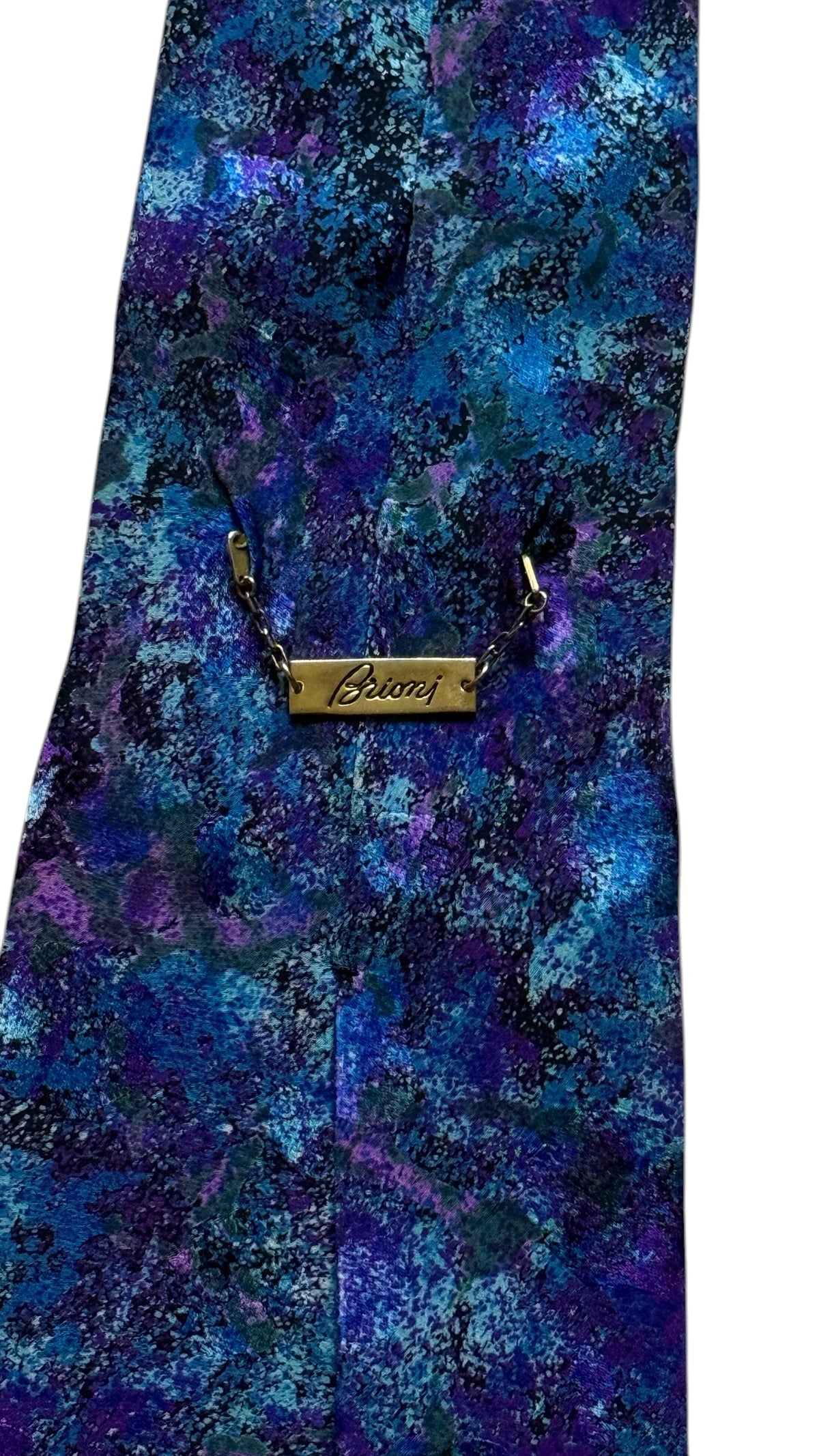 BRIONI Vintage Printed Crepe Silk Jacquard Tie.