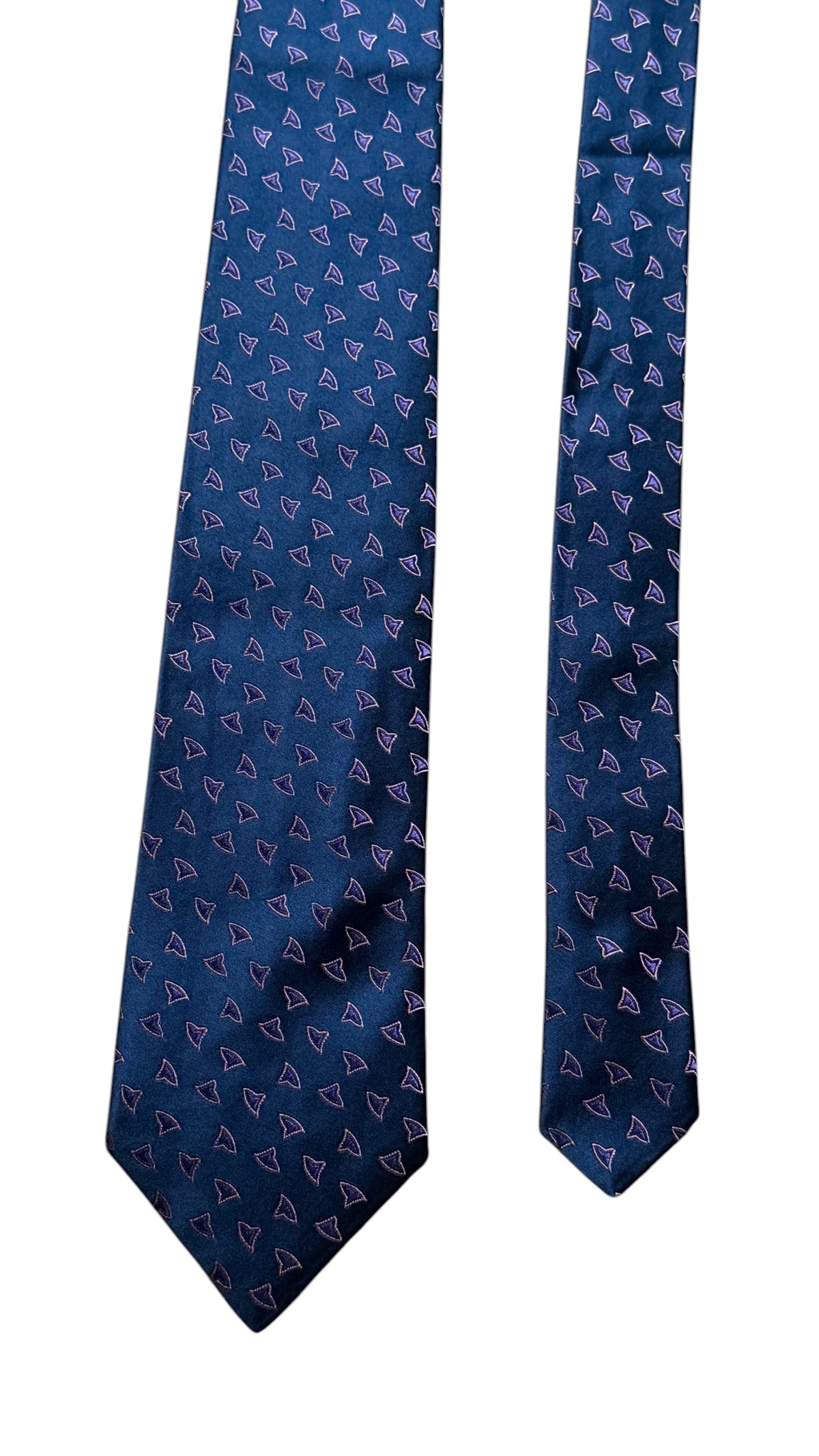 CHARVET Vintage Navy blue Abstract Printed Silk Tie.