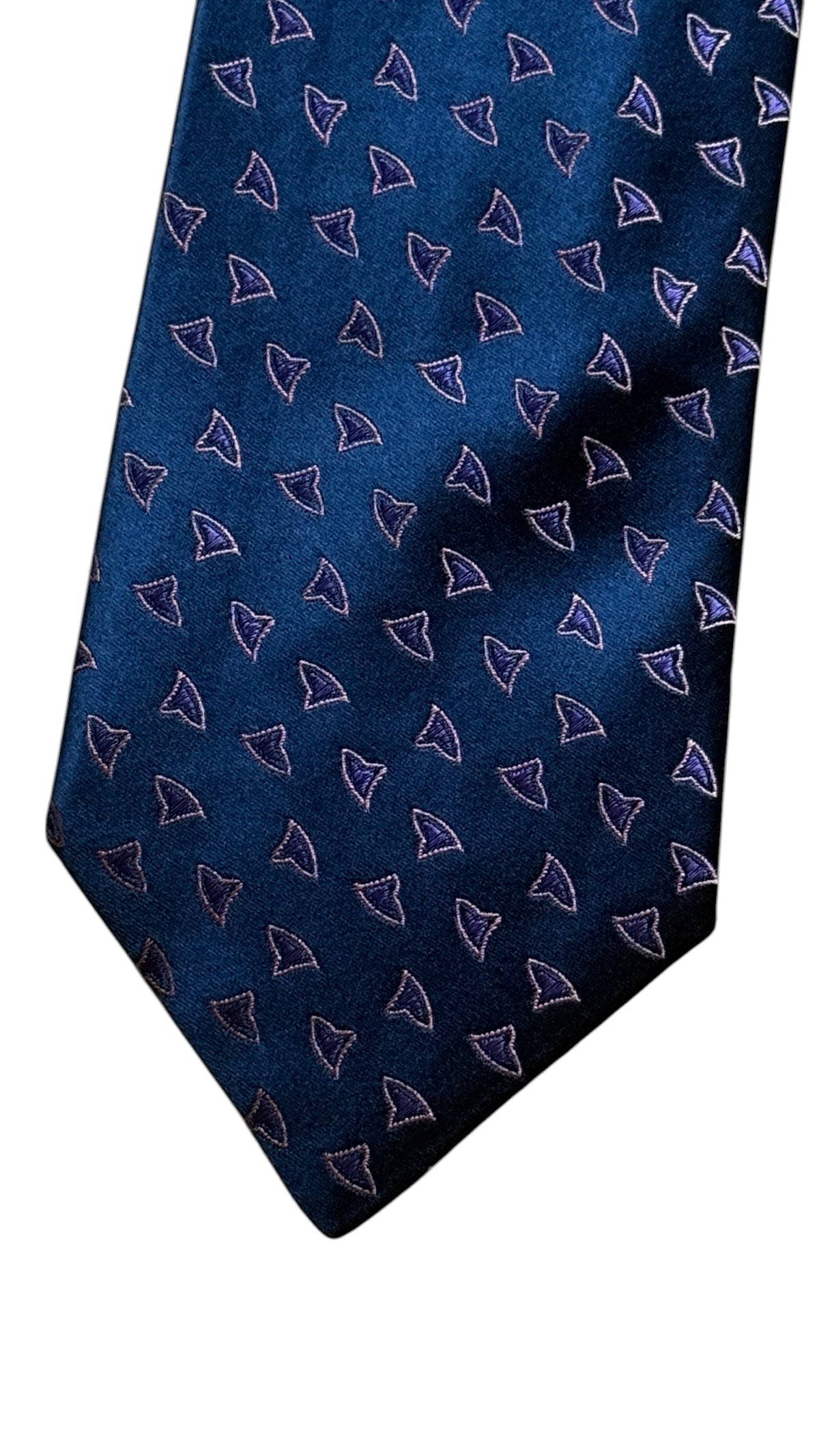 CHARVET Vintage Navy blue Abstract Printed Silk Tie.