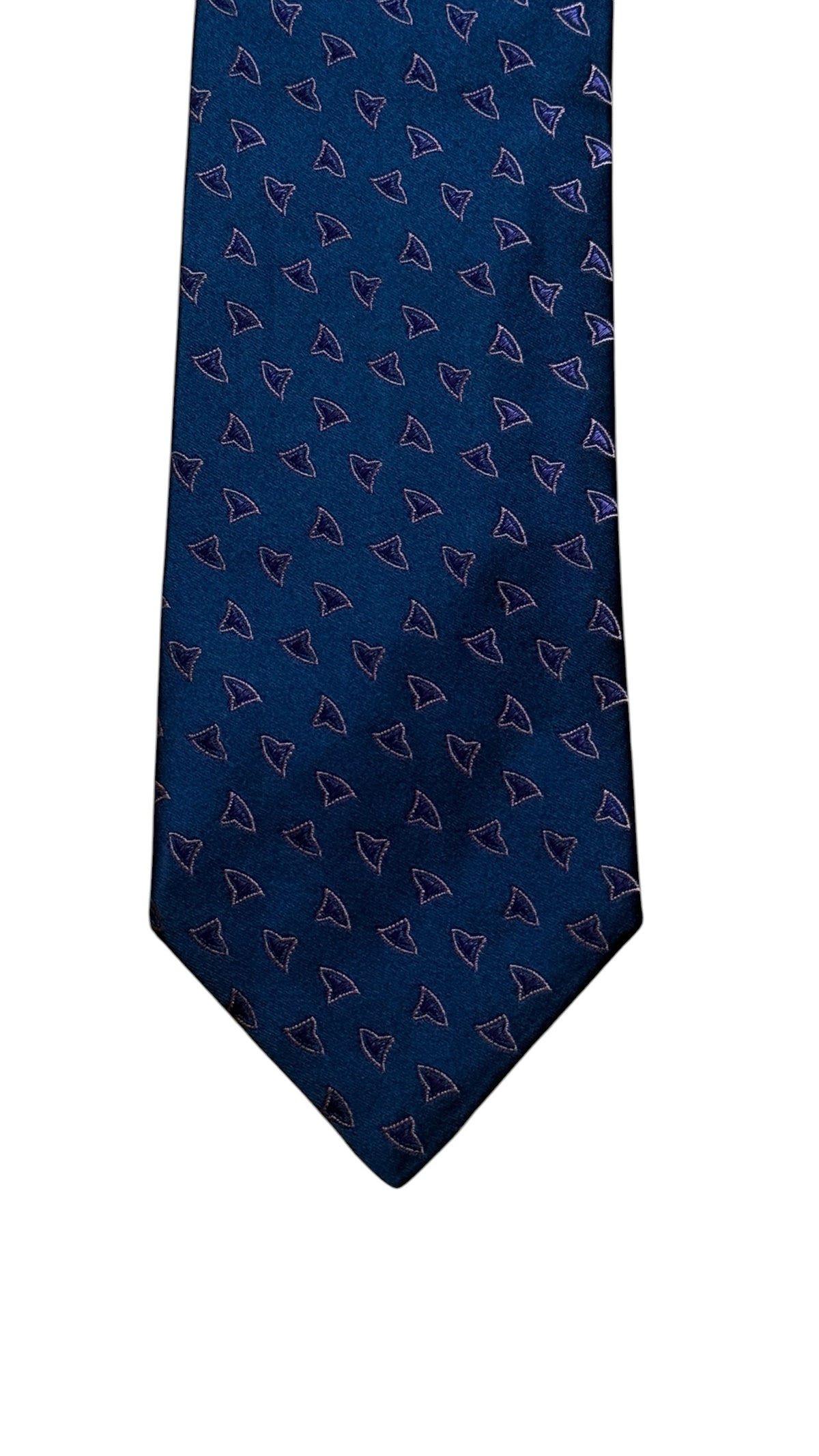 CHARVET Vintage Navy blue Abstract Printed Silk Tie.