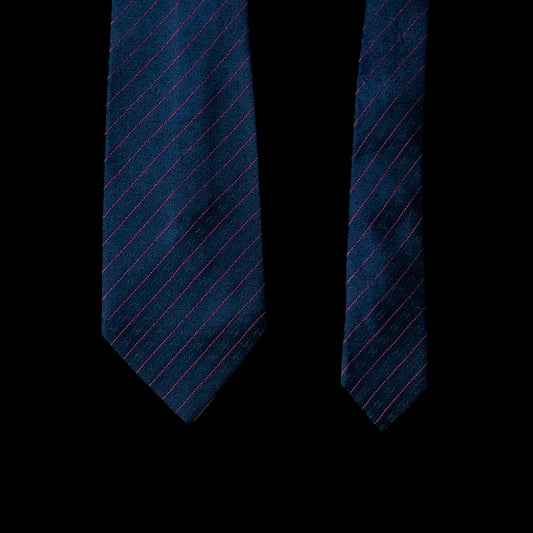 CHANEL Vintage Navy Blue Stripes/Logos Silk Jacquard Tie (8.6 cm by 145 cm) Medium Front Size
