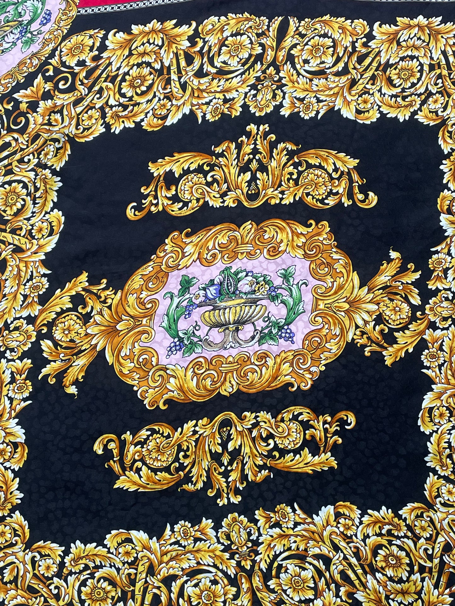 Vintage Baroque crepe silk jacquard scarf by GIANNI VERSACE( 88 cm by 88 cm)