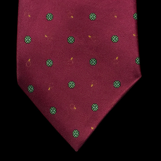 E. MARINELLA Vintage Burgundy Floral Dots Silk Tie (9.2 cm by 147.5 cm) Normal Front