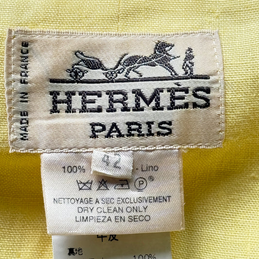 HERMES Vintage Yellow Linen Jacket. Size 42 (Small/Medium slim fit).