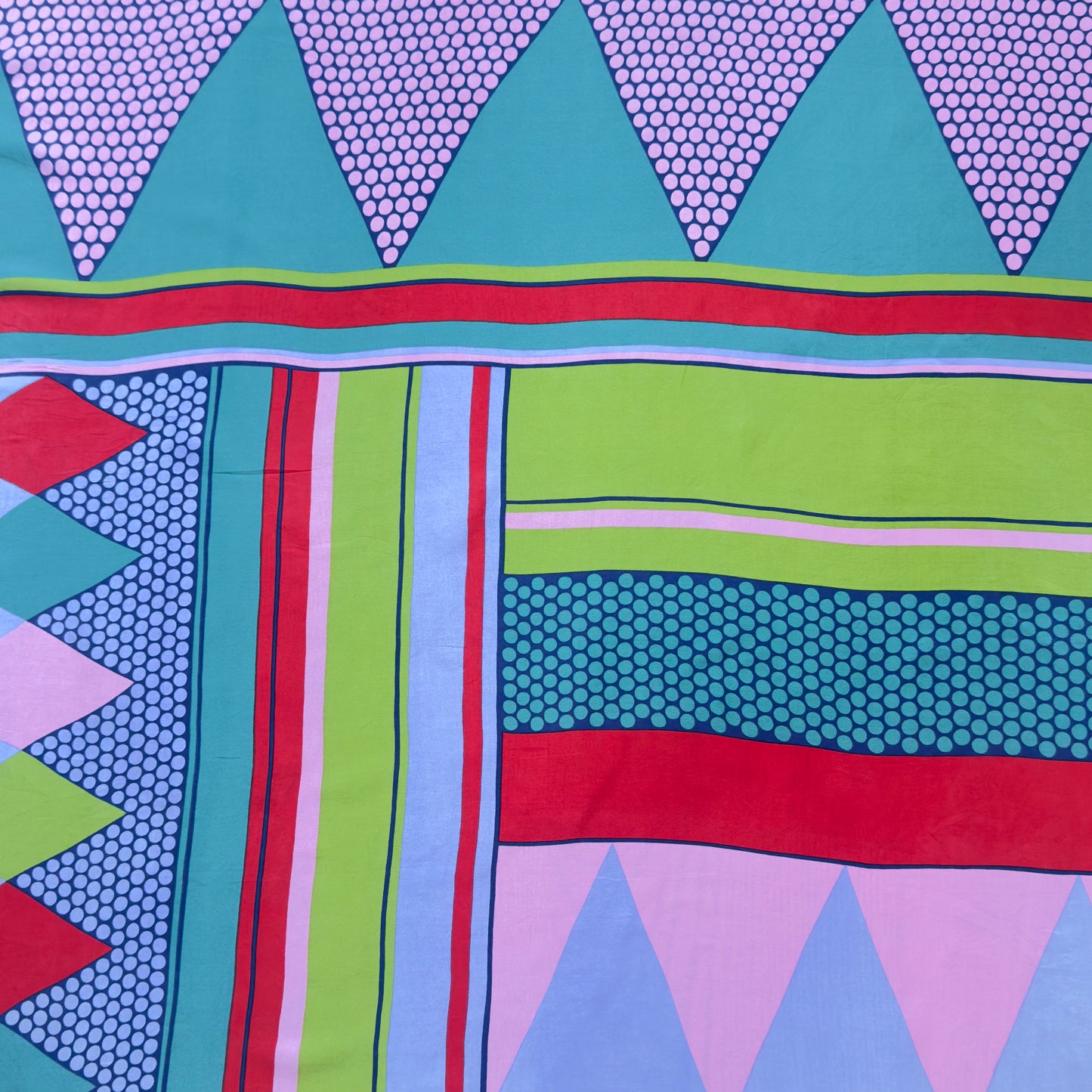 CHRISTIAN FISCHBACHER Vintage Lavender Geometric Crepe Silk Scarf (77 cm by 77 cm)