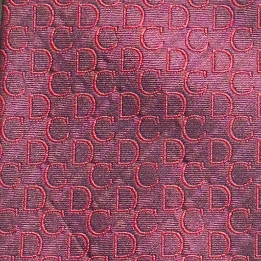 (CHRISTIAN) DIOR Vintage Burgundy CD Logos Silk Jacquard Tie (8.7 cm by 150 cm)