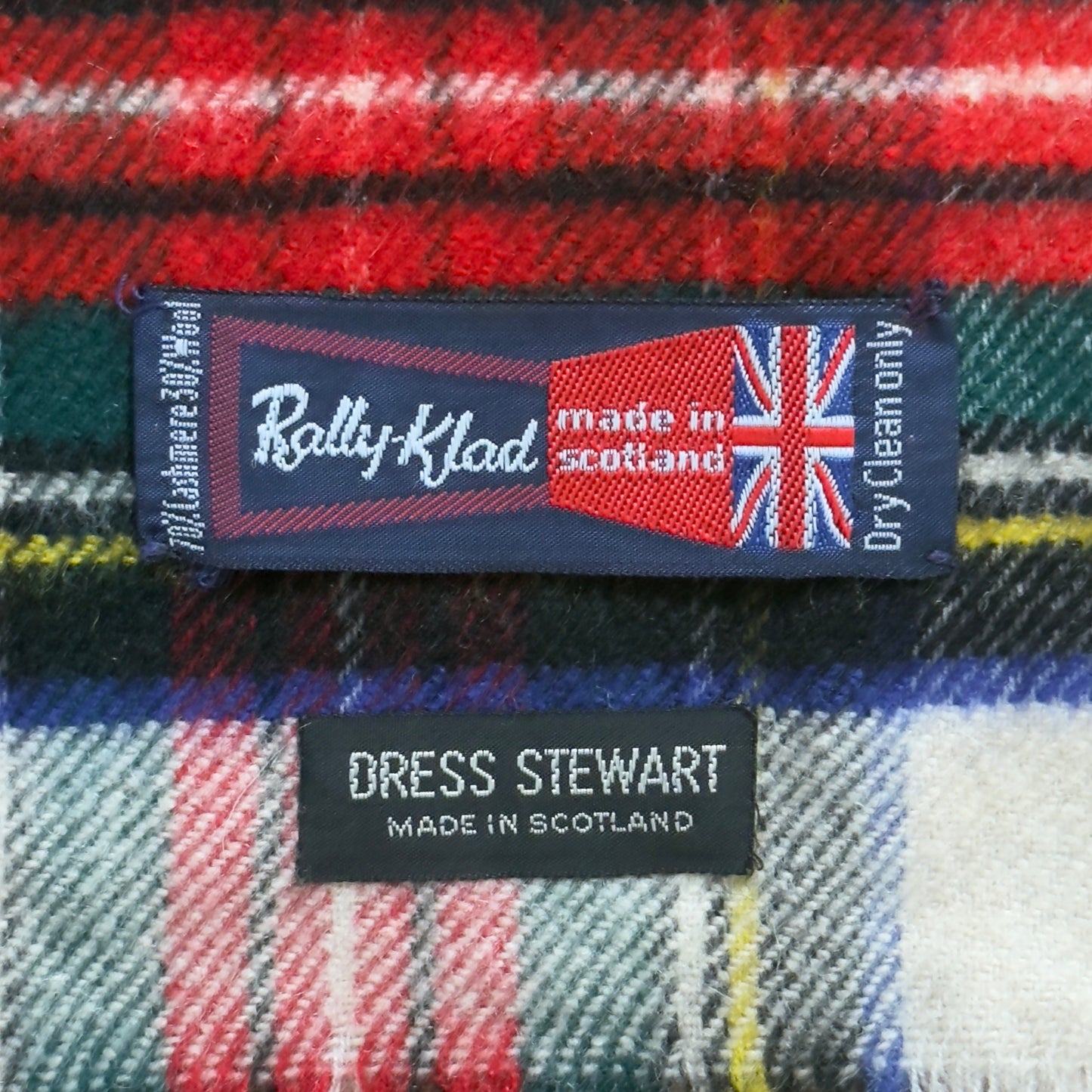 RALLY-KLAD Vintage Off White Tartan Cashmere-Wool Blended Scarf (32.5 cm by 133 cm)