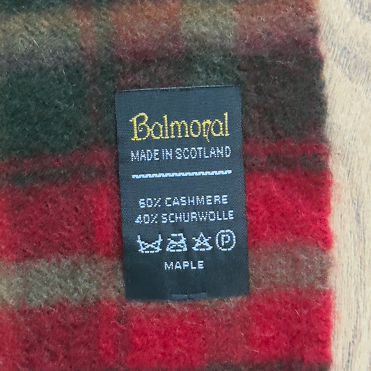 BALMORAL Vintage Red Tartan Cashmere-Wool Blended Scarf (30 cm by 144.5 cm)