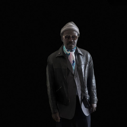 CONSTANZE Vintage White Abstract Crepe Silk Scarf (86 cm by 89 cm)