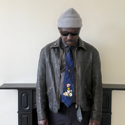 CHRISTIAN LACROIX Vintage Electric Blue Floral Crepe Silk Tie (9.7 cm by 151 cm) Normal Front Size