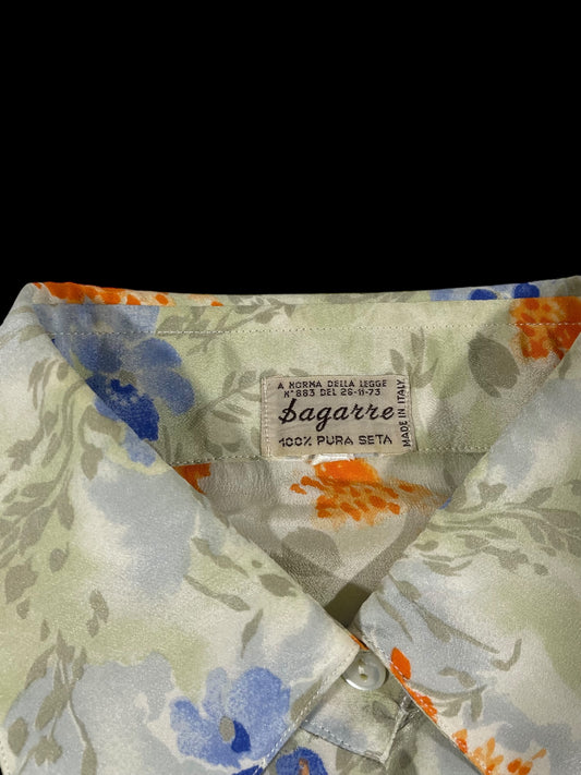 Vintage silk floral blouse by BAGARRE (size Small or Medium slim fitted)