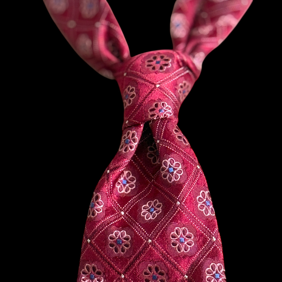 Vintage Magenta Floral Silk Tie Jacquard By CANALI (9.3 cm by 151.5 cm)