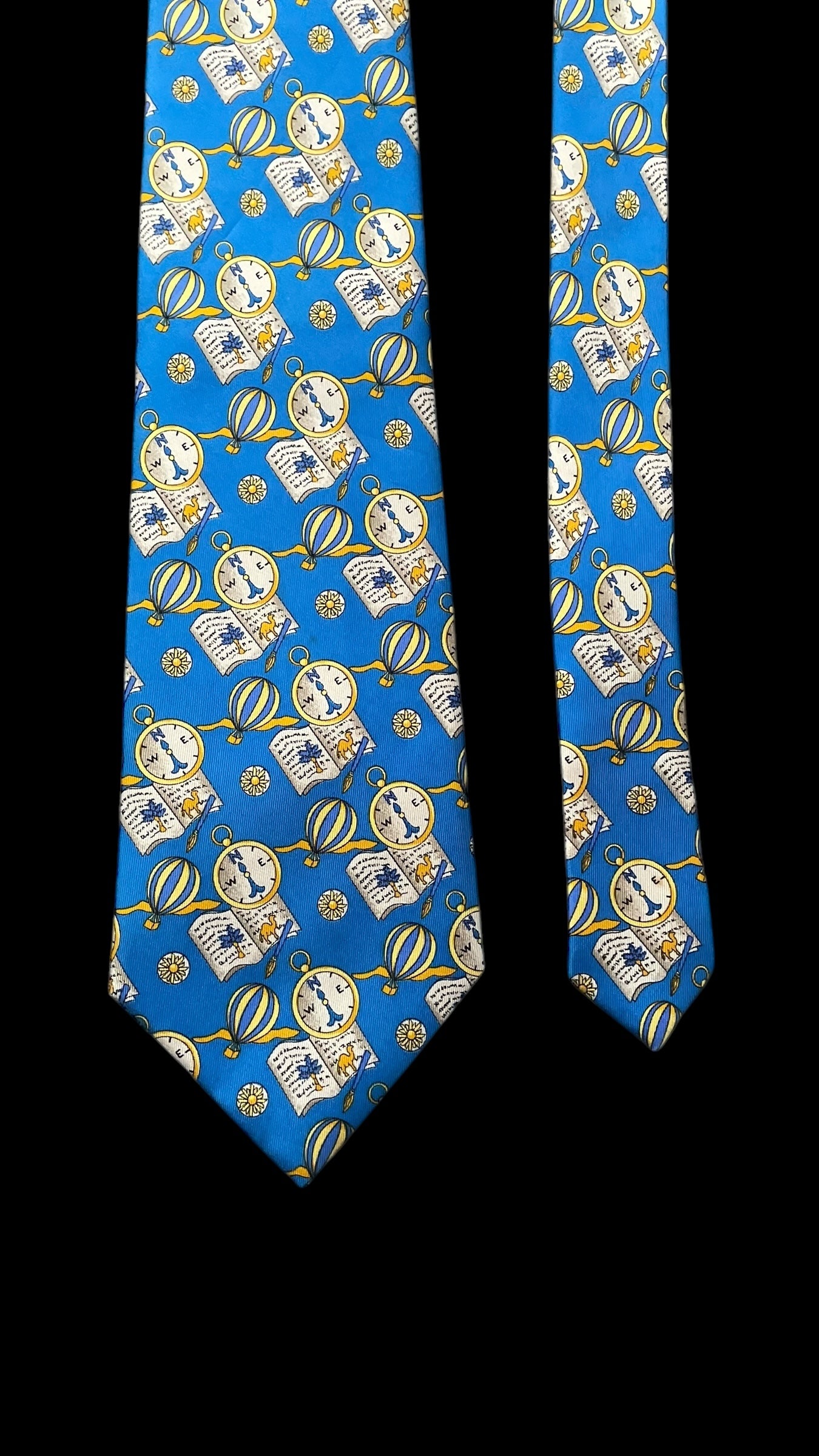 LEONARD Vintage Bright-Blue Novelty Silk Tie (9.7 cm by 147 cm)