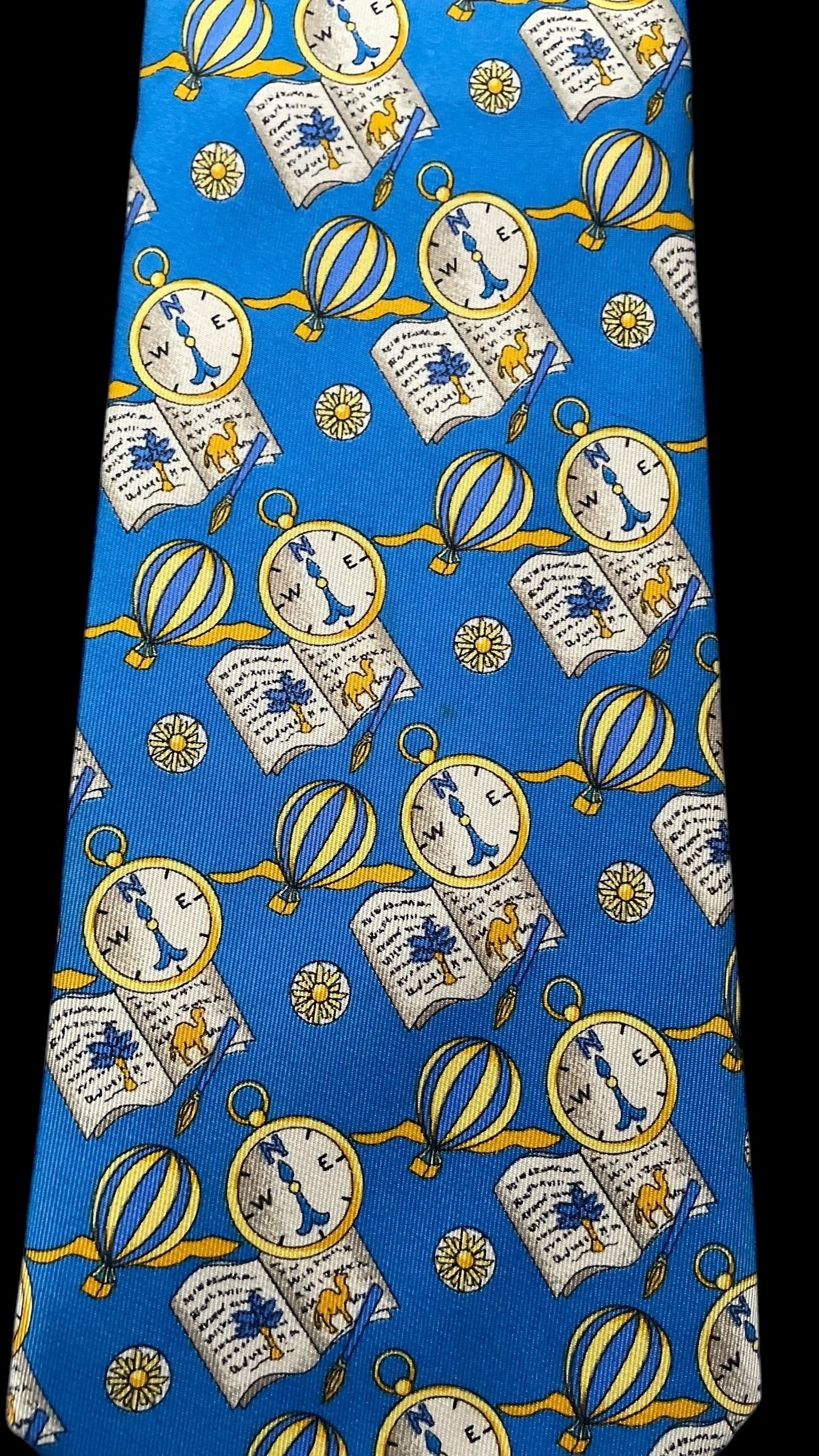 LEONARD Vintage Bright-Blue Novelty Silk Tie (9.7 cm by 147 cm)