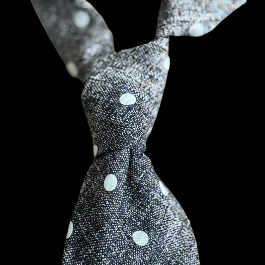 GEORGES RECH Vintage Black/White Polka Dots Silk Tie (9.7 cm by 144 cm)