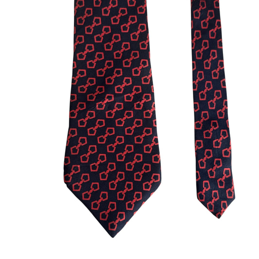 Vintage Navy Equestrian Silk Tie by CELINE (11.2 cm by 150 cm)