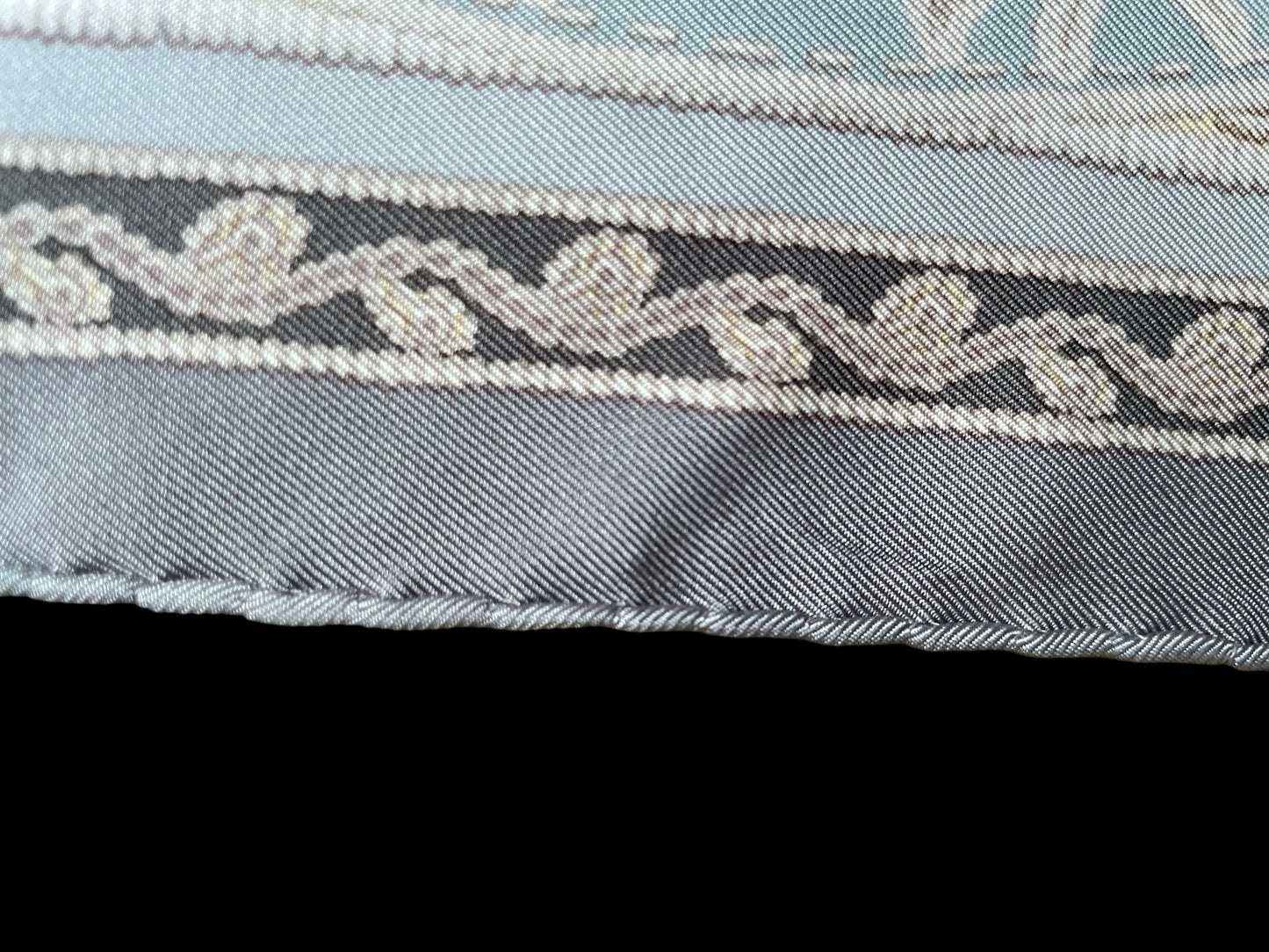 ETRO Vintage Grey Floral Silk Scarf (88 cm by 90 cm) Hand Rolled Hem.