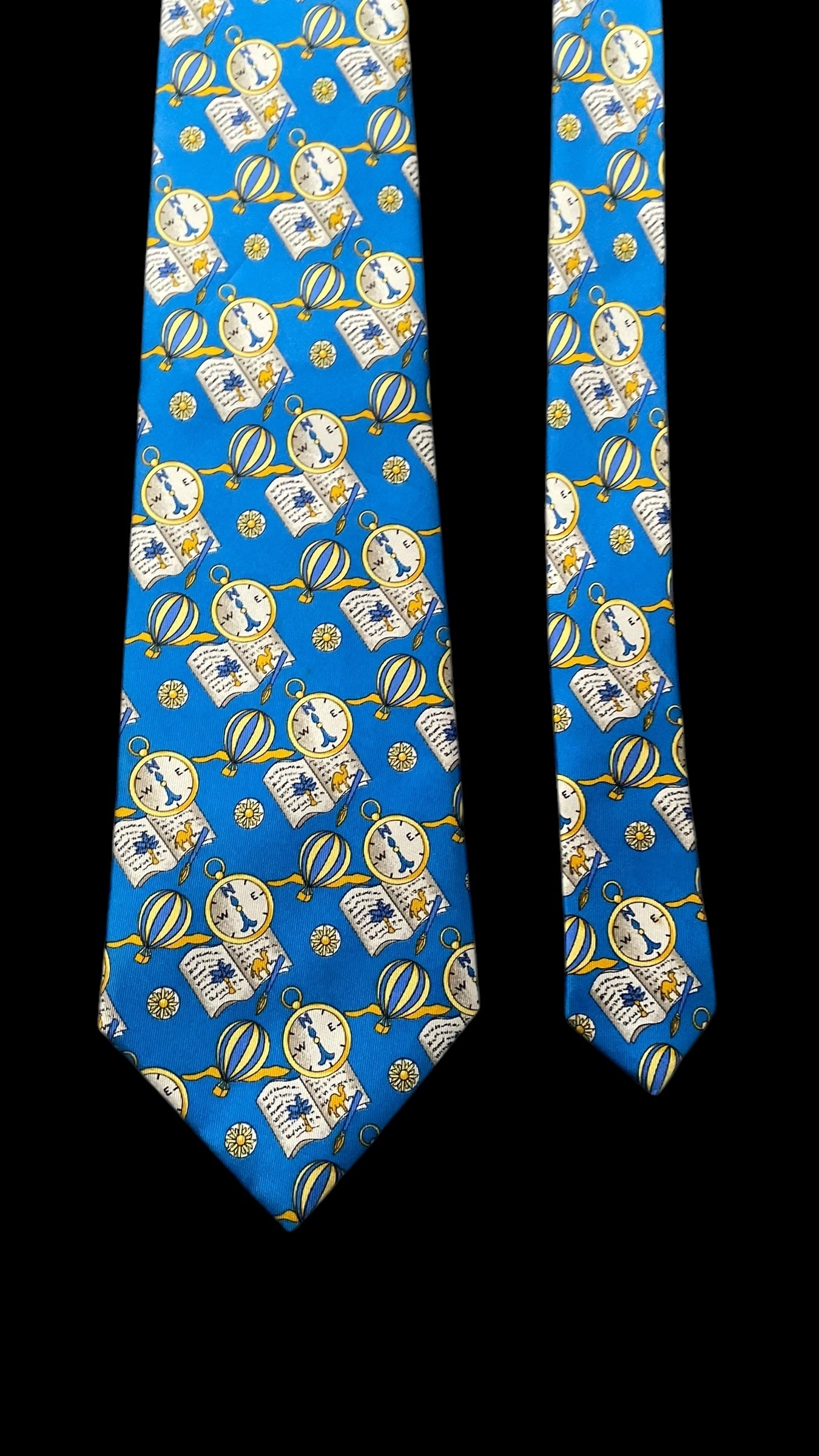 LEONARD Vintage Bright-Blue Novelty Silk Tie (9.7 cm by 147 cm)