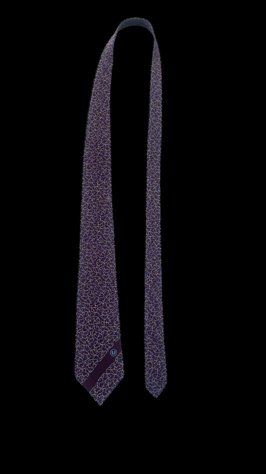 EMANUEL UNGARO Vintage Dark Purple Floral Crepe Silk Tie (7.7 cm by 141 cm) Medium Front Size