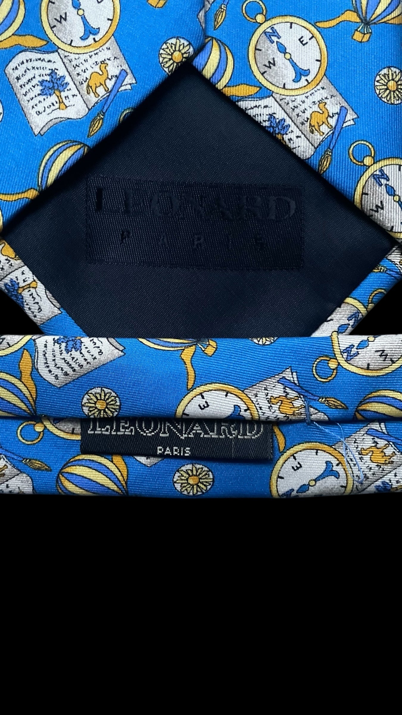 LEONARD Vintage Bright-Blue Novelty Silk Tie (9.7 cm by 147 cm)