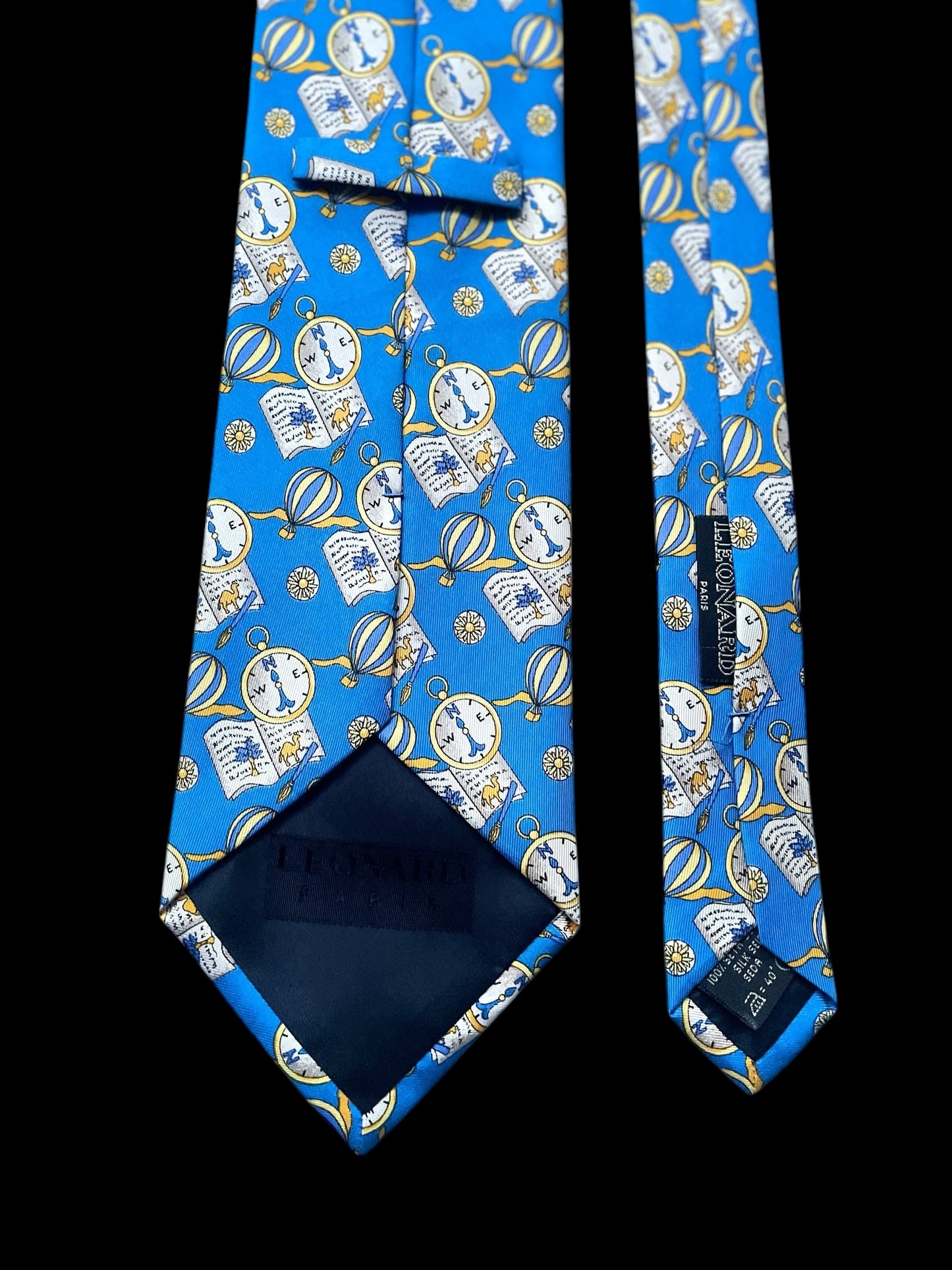 LEONARD Vintage Bright-Blue Novelty Silk Tie (9.7 cm by 147 cm)