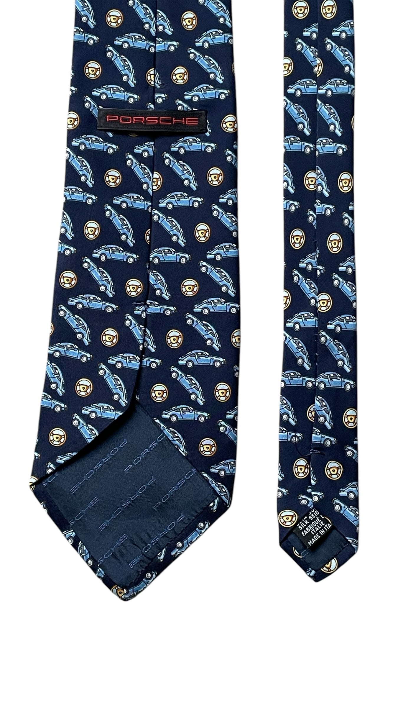 PORSCHE Navy Blue Cars Silk Tie (9.8 cm by 147 cm)
