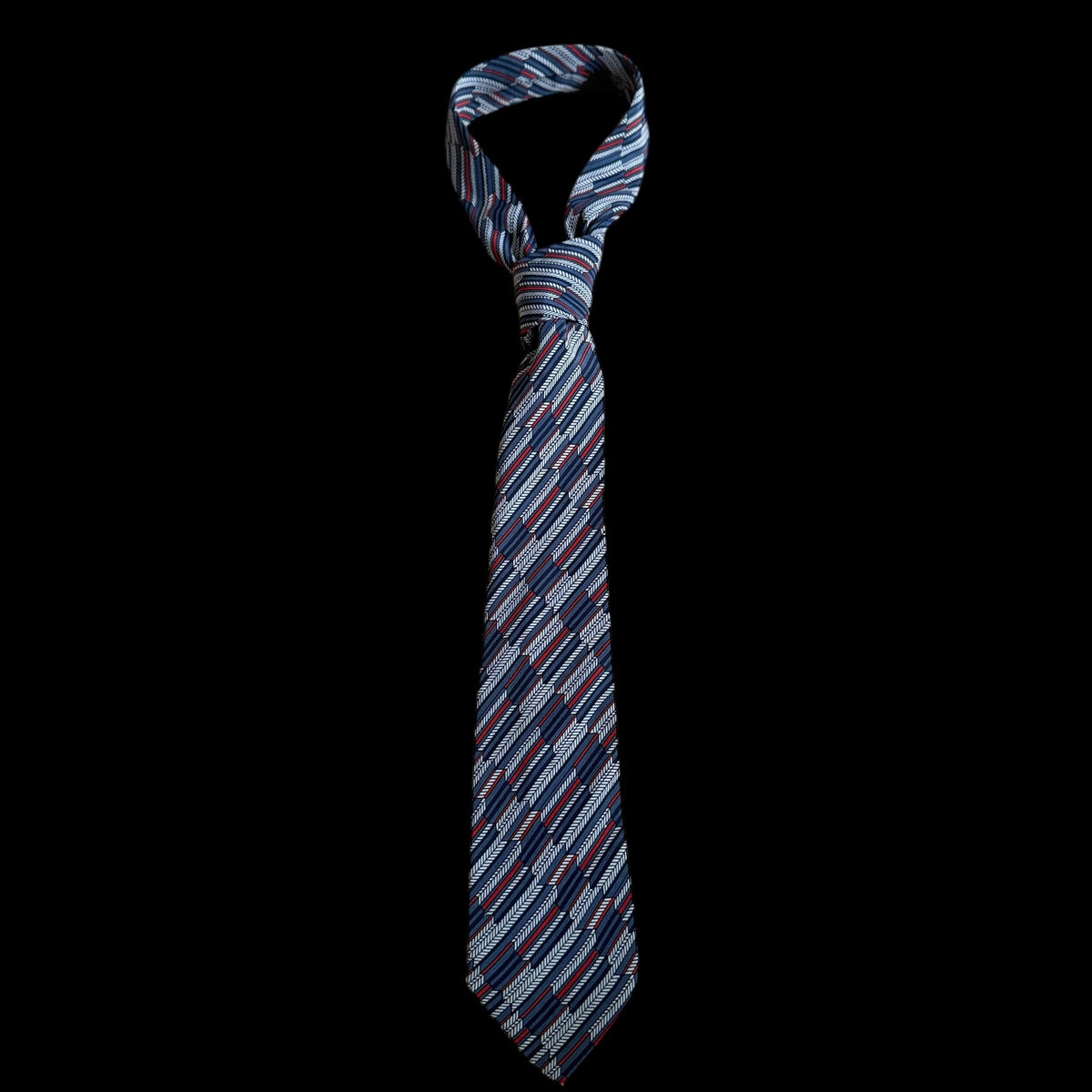 Vintage Grey Geometric Crepe Silk Tie by ROYAL HOUSE Lyon (8 cm by 146.5 cm)