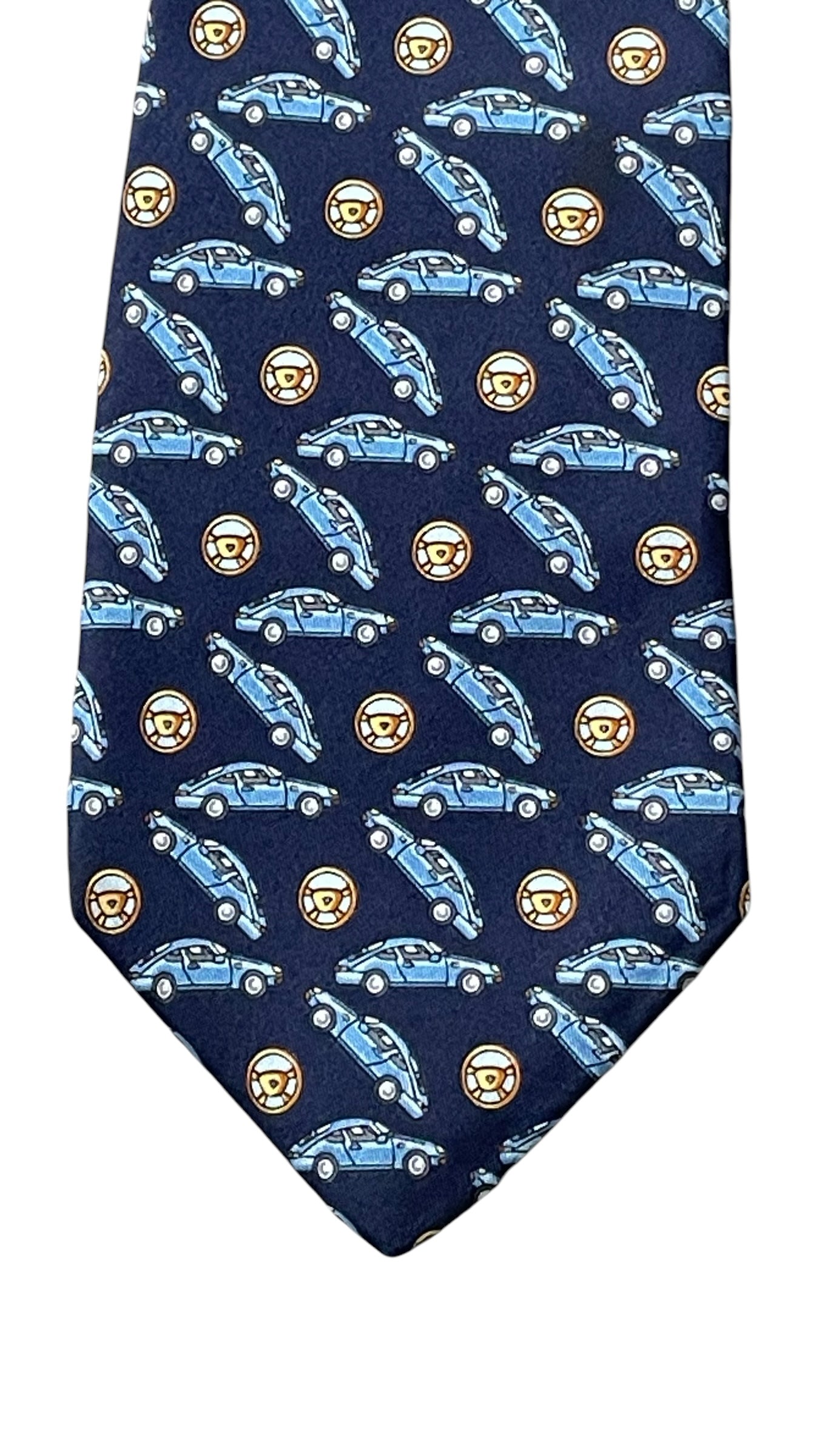 PORSCHE Navy Blue Cars Silk Tie (9.8 cm by 147 cm)