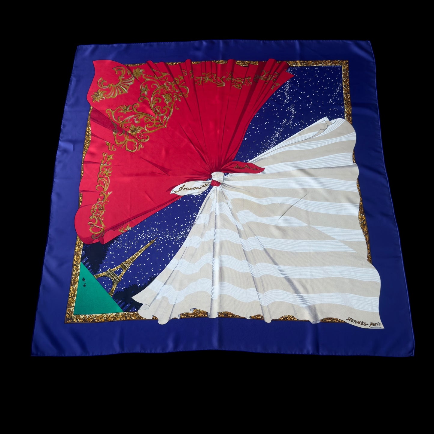 HERMES Vintage Silk Scarf. (‘’Souvenirs de Paris’’ designed by Hilton McConnico)