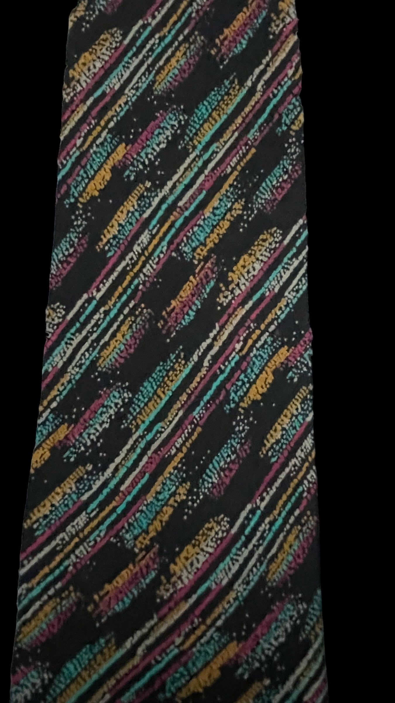 MISSONI Vintage Black Arty Crepe Silk Tie (8.3 cm by 142 cm) Medium Front Size.