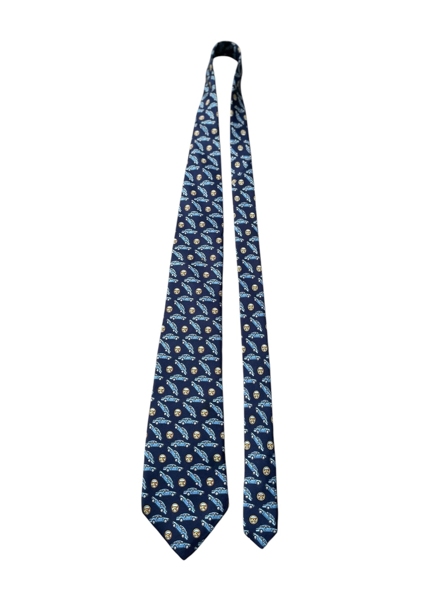 PORSCHE Navy Blue Cars Silk Tie (9.8 cm by 147 cm)
