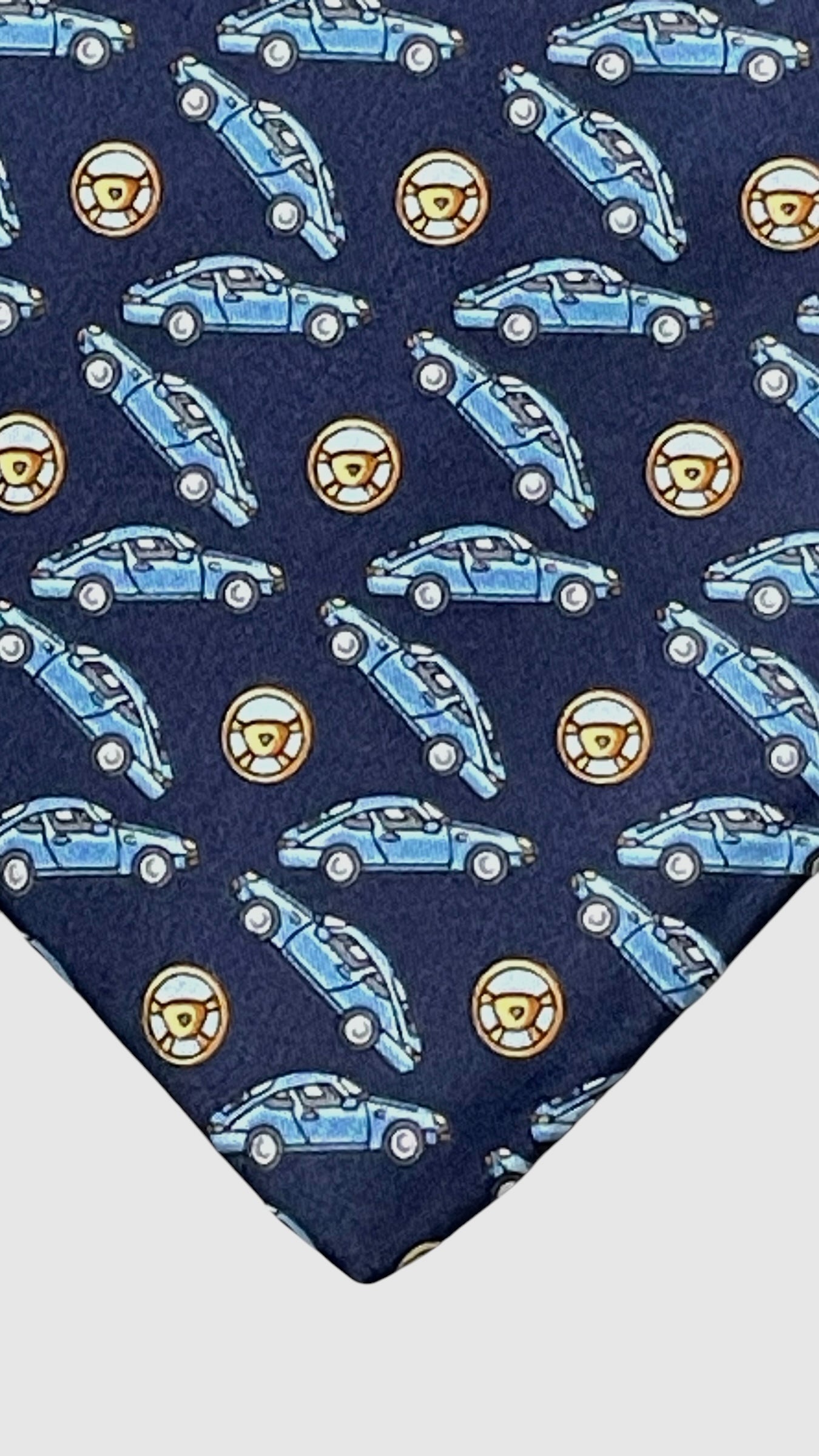 PORSCHE Navy Blue Cars Silk Tie (9.8 cm by 147 cm)