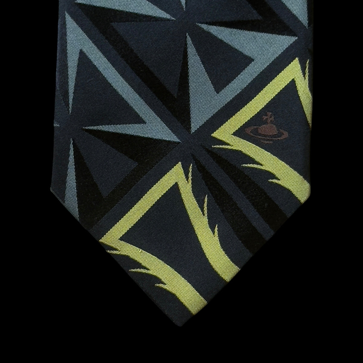 VIVIENNE WESTWOOD Black Abstract Silk Tie (8.7 cm by 153 cm) Medium Front Width.