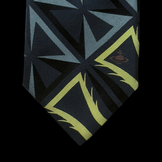 VIVIENNE WESTWOOD Black Abstract Silk Tie (8.7 cm by 153 cm) Medium Front Width.