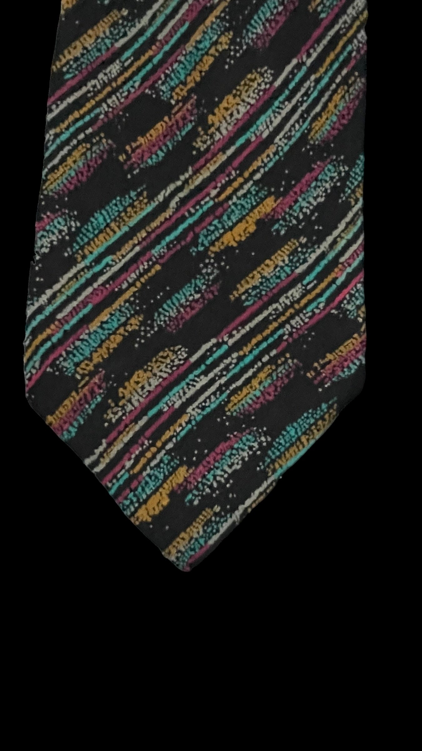 MISSONI Vintage Black Arty Crepe Silk Tie (8.3 cm by 142 cm) Medium Front Size.