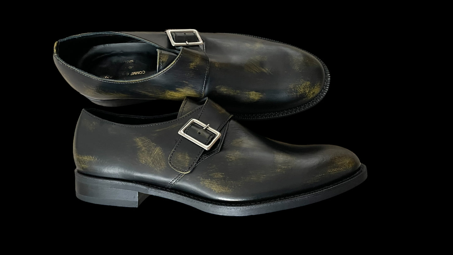 CdG Homme Plus Men’s Black Olive Green Leather Buckle Shoes (Japan Men’s Size 26) U.K. 7