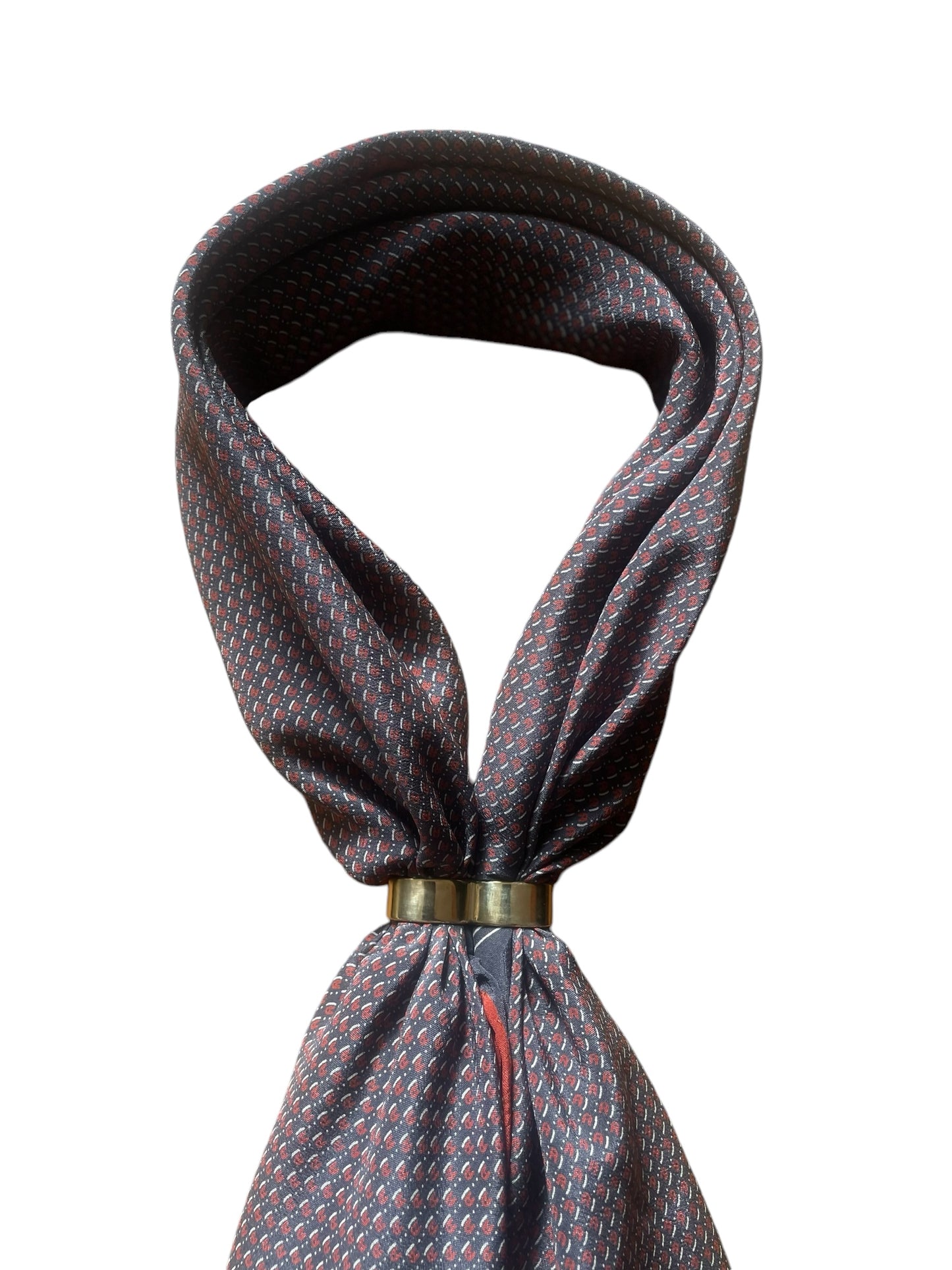 ETIENNE AIGNER Vintage Dark Grey Geometric/Logos Crepe Silk Scarf (87 cm by 87 cm) Hand rolled edges.