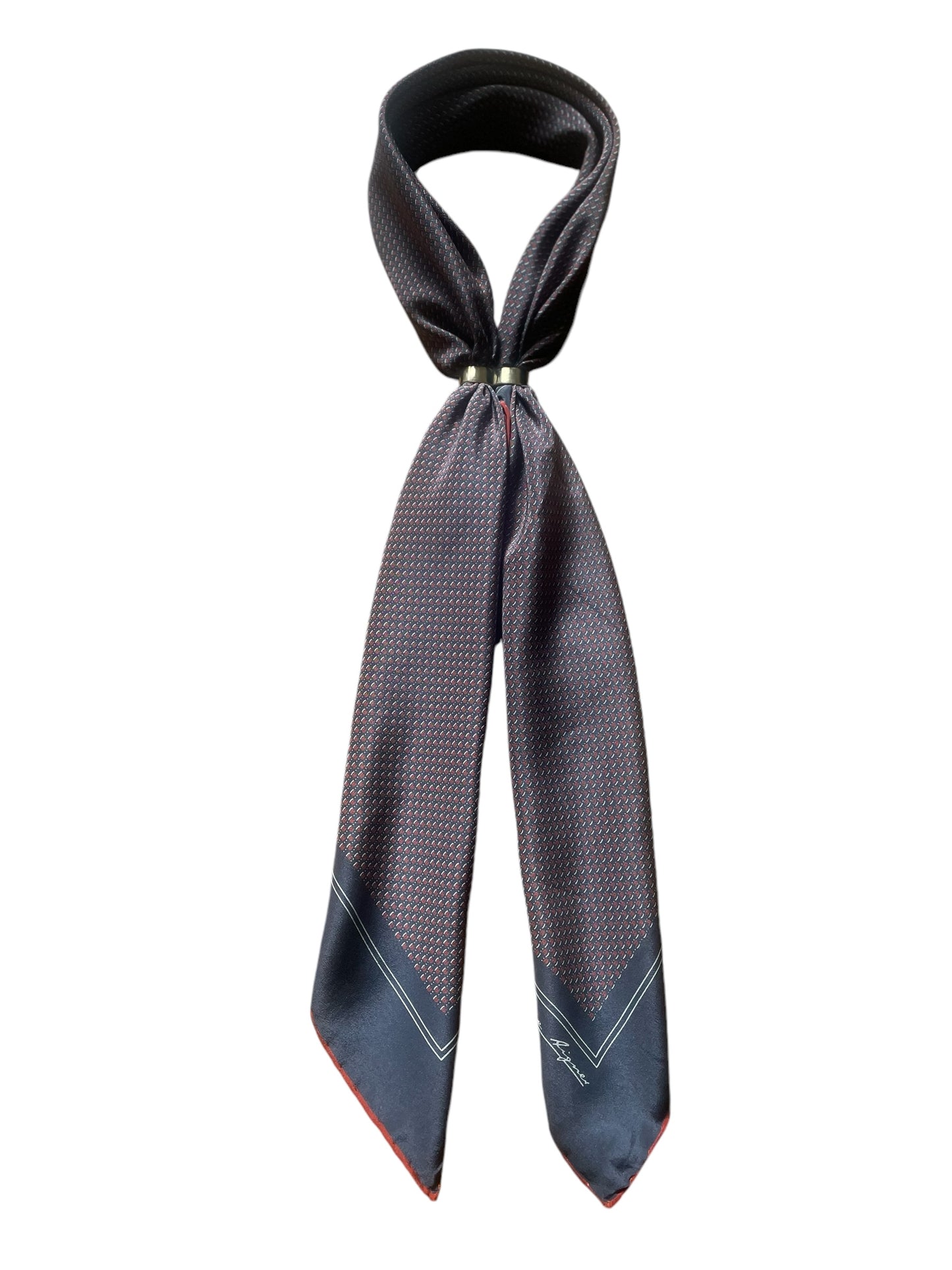 ETIENNE AIGNER Vintage Dark Grey Geometric/Logos Crepe Silk Scarf (87 cm by 87 cm) Hand rolled edges.