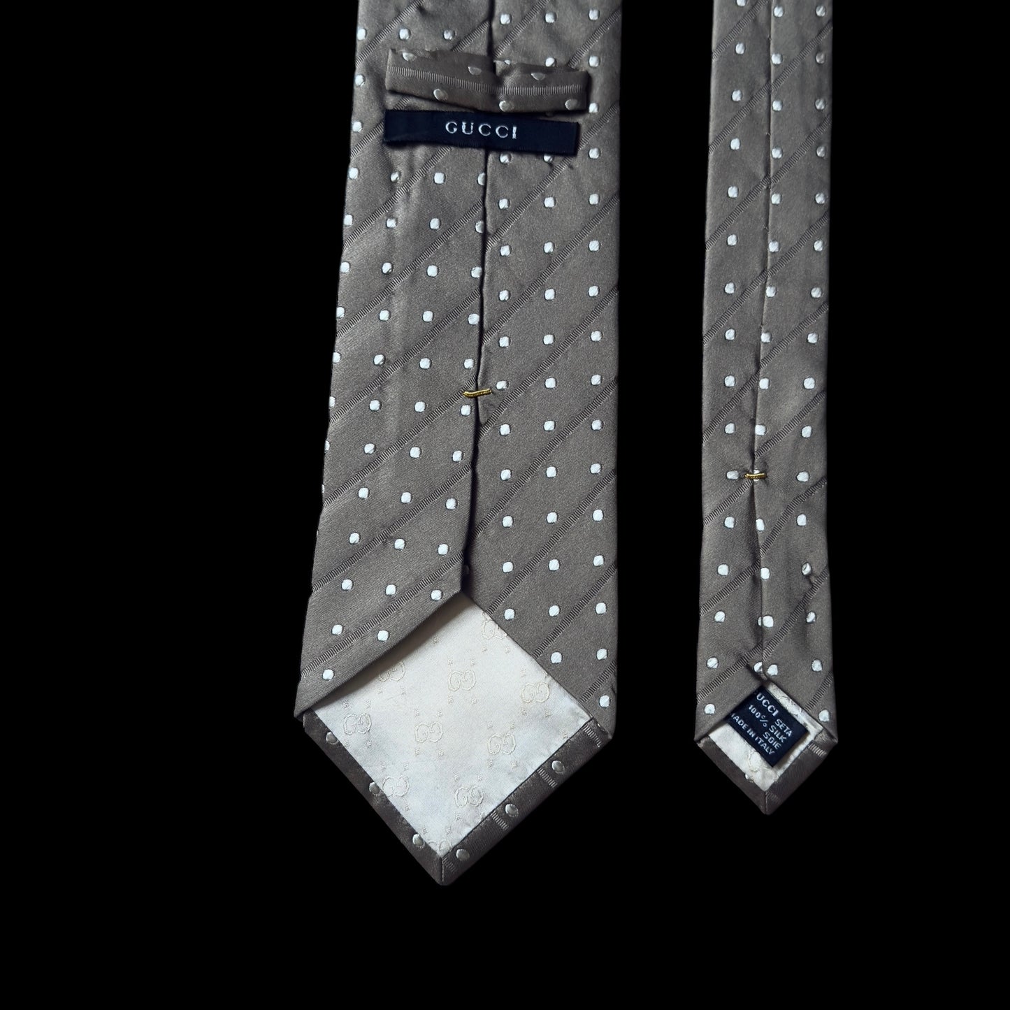 GUCCI Vintage Dark Grey Stripes Silk Tie (9.4 cm by 151.7 cm) Normal Front