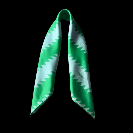 CARITA Paris Vintage Green Geometric Silk Scarf (69 cm by 66.5 cm)