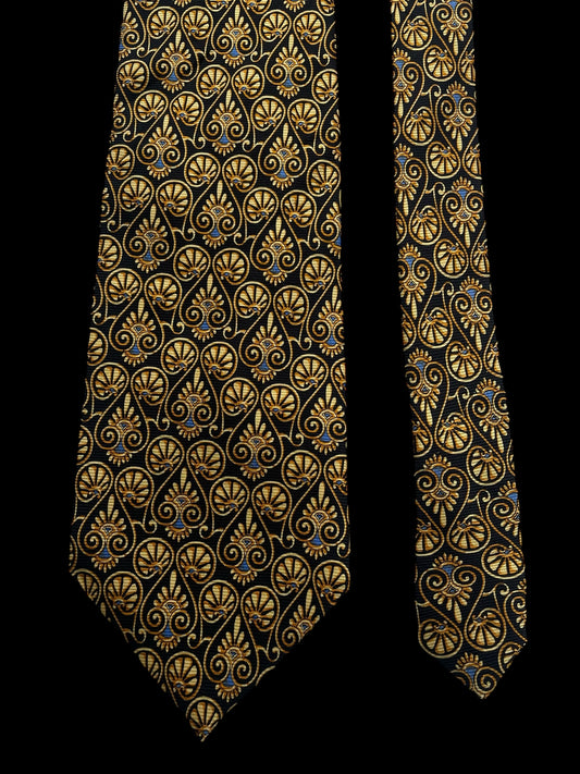 ROCCO BAROCCO Vintage Black Baroque Silk Tie (9.5 cm by 149 cm) Normal Front Size