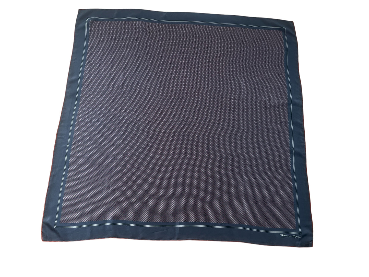 ETIENNE AIGNER Vintage Dark Grey Geometric/Logos Crepe Silk Scarf (87 cm by 87 cm) Hand rolled edges.