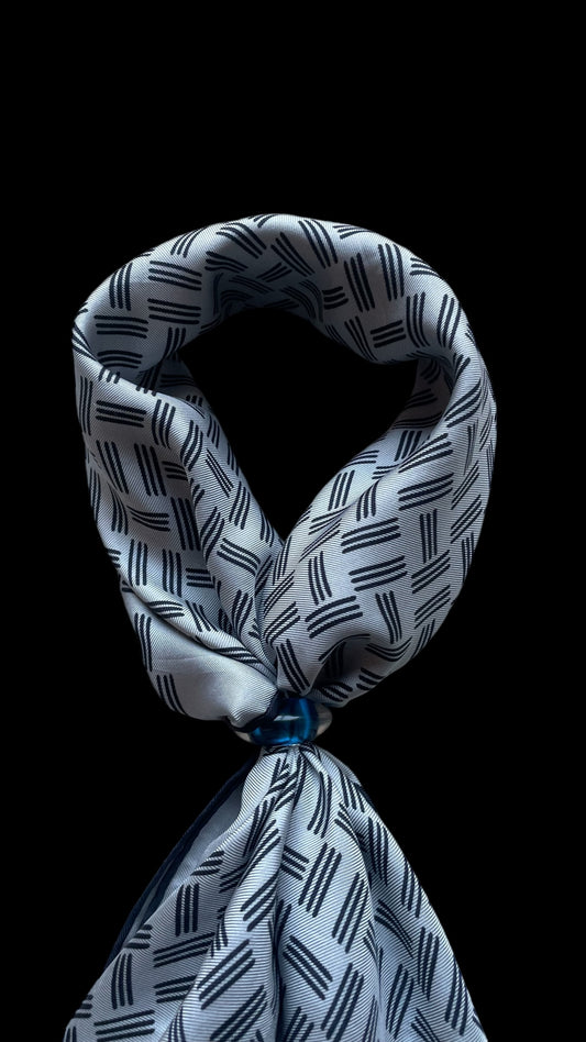 HERMES Vintage Grey Geometric Silk Scarf (69 cm by 67 cm) Medium size